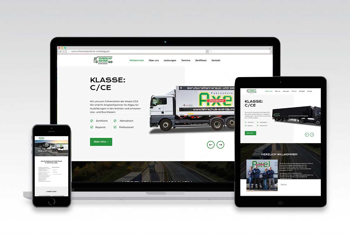 Webdesign für Schwerlastzentrum Scheidegg